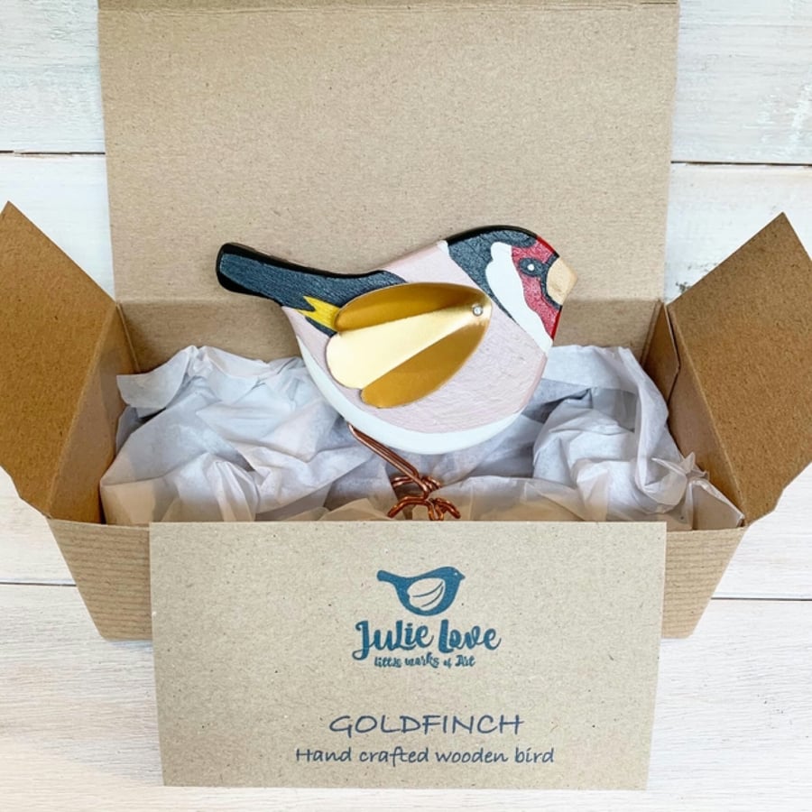 Handmade Wooden Goldfinch Bird Gift
