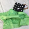Glasses cleaning cloth and pouch. Black and green. Keep your glasses sparkling