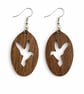 Scroll Sawn Walnut Hummingbird Earrings – Lightweight Wooden Drop Jewellery