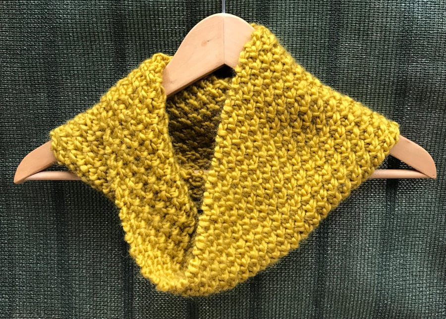 Mustard Wool & Acrylic Hand Knitted Cowl
