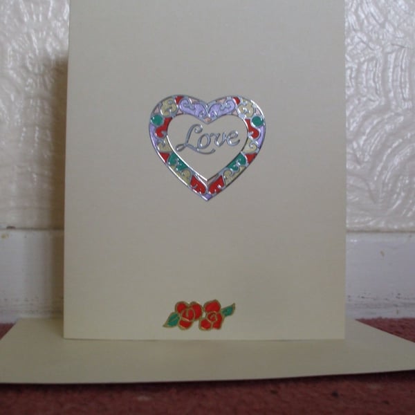 Love Heart and Rose Anniversary Card
