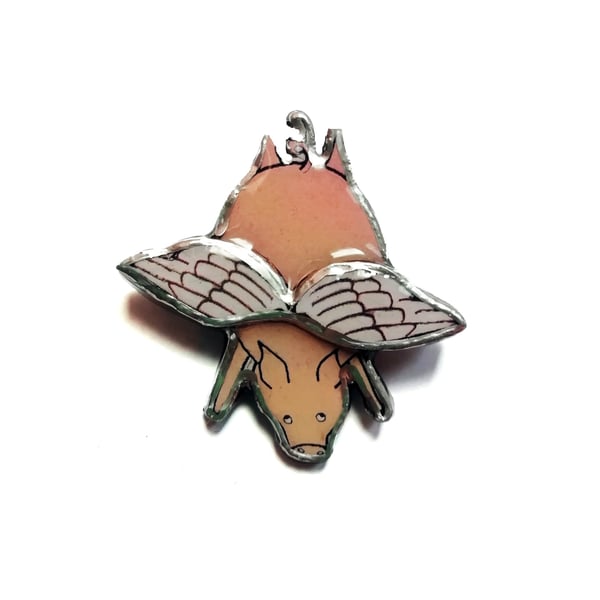 Lovely Pigs Might Fly Winged Pig Resin Brooch by EllyMental