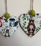 Woodland animals decoupaged hanging hearts