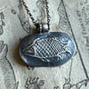 Sterling Silver Clay Pipe Fish Impression Necklace 