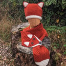 Fox Shaped Scarf and Hat Set - Unique Woodland Style