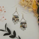 Sterling Silver Mixed Gemstone Faceted Chandelier Earrings