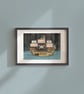 Ghostly pirate ship, Ghosts of Summer, 90s nostalgia, A4 art print - Image 1