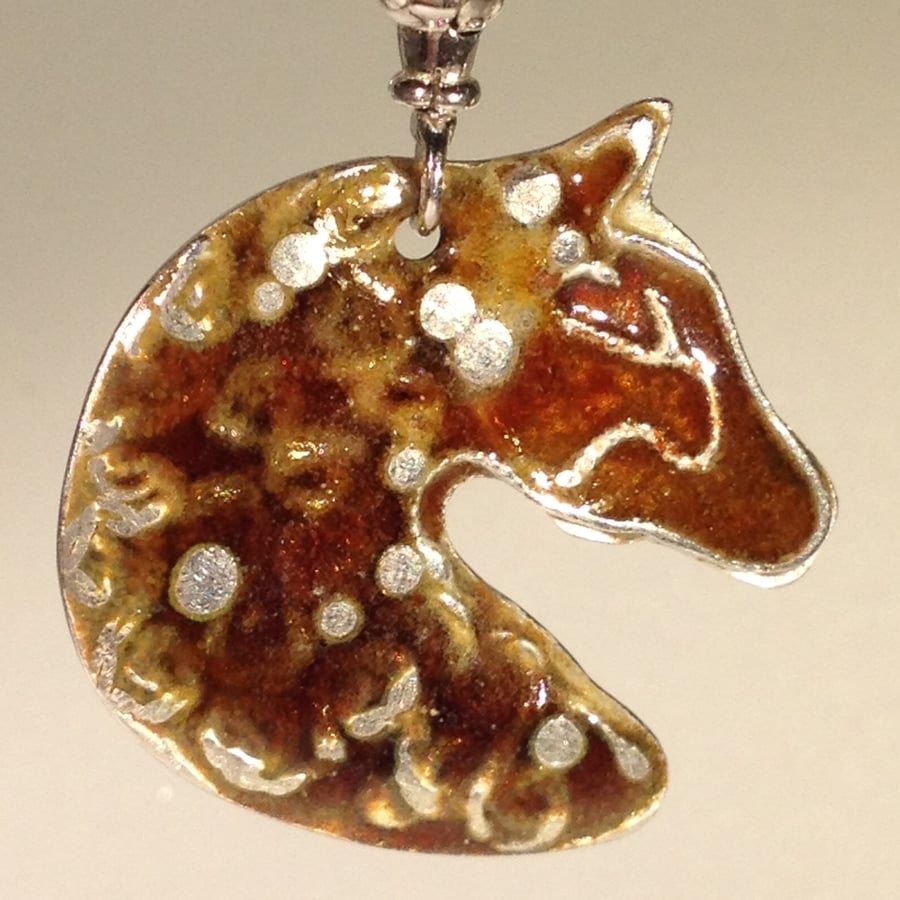 Carousel horse - enamelled pendant