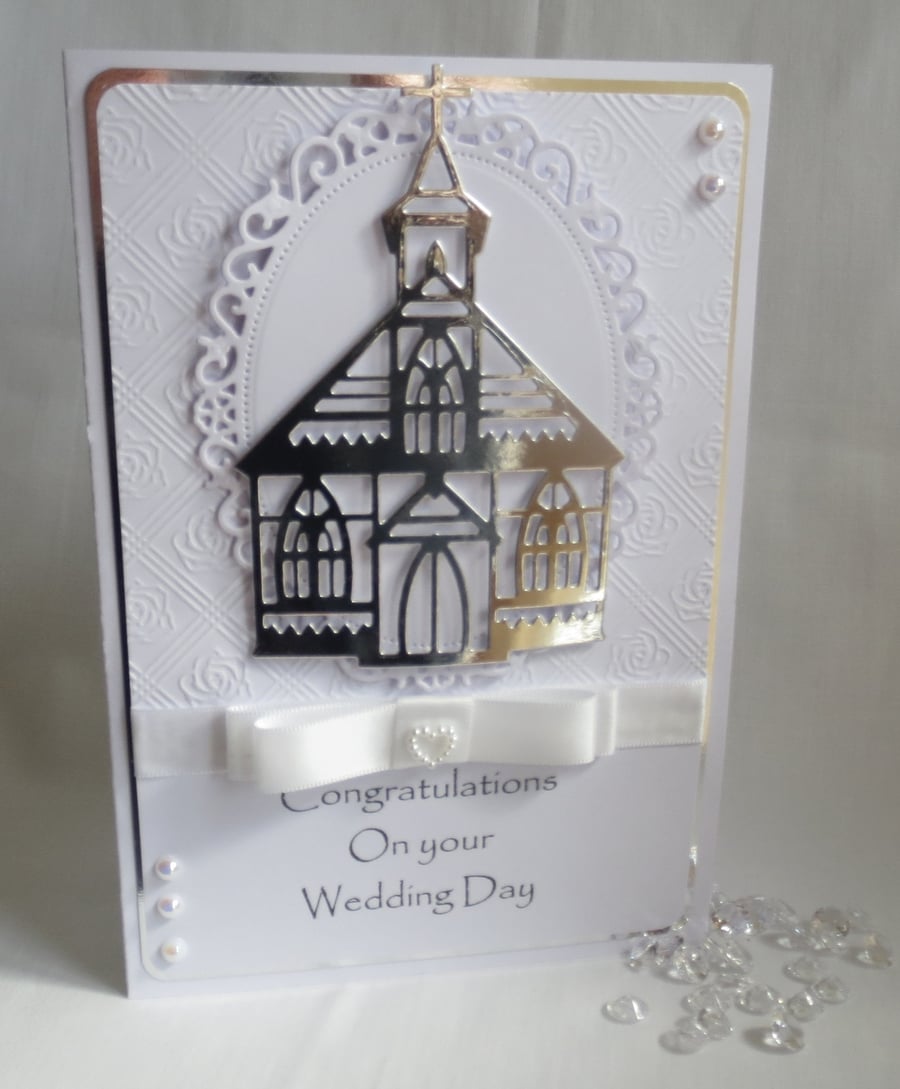 Wedding Day, Bride and Groom, Congratulations, Handmade card