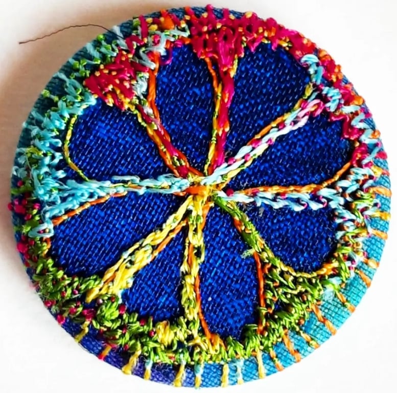 Buttons 1 inch button Hand Dyed Silks and Cottons Free Machine Embroidery Button