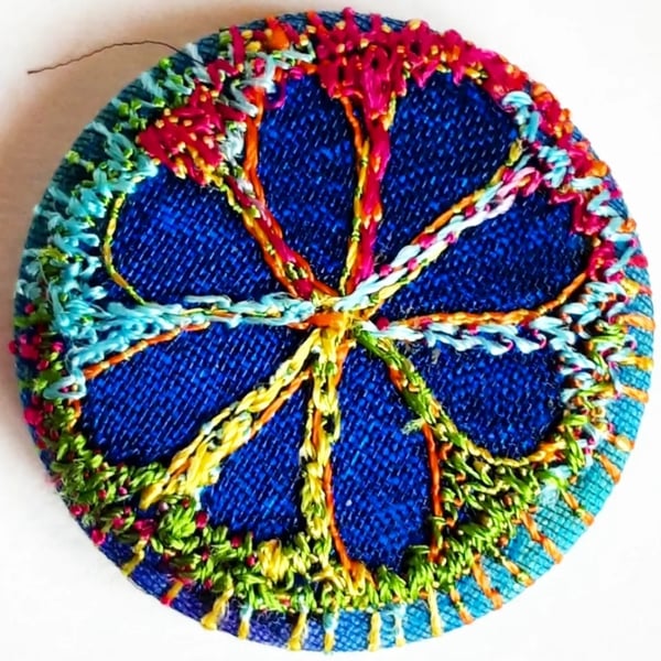 Buttons 1 inch button Hand Dyed Silks and Cottons Free Machine Embroidery Button