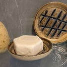 Handmade soap dish with hash design 