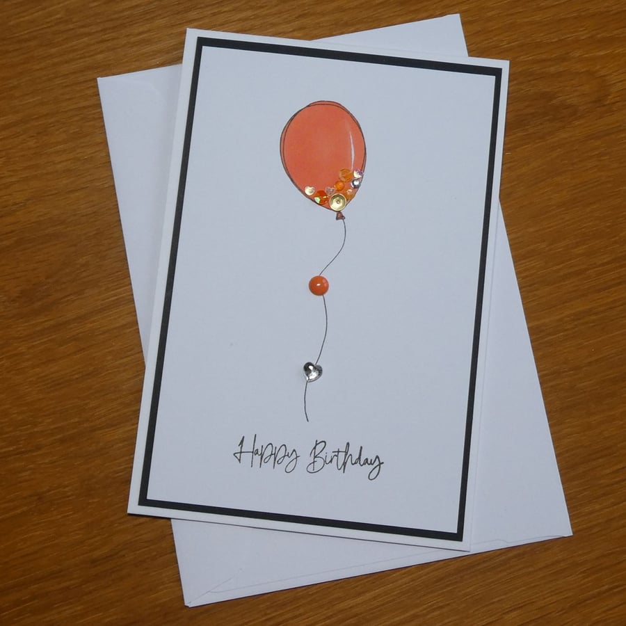 Orange Balloon Birthday Card