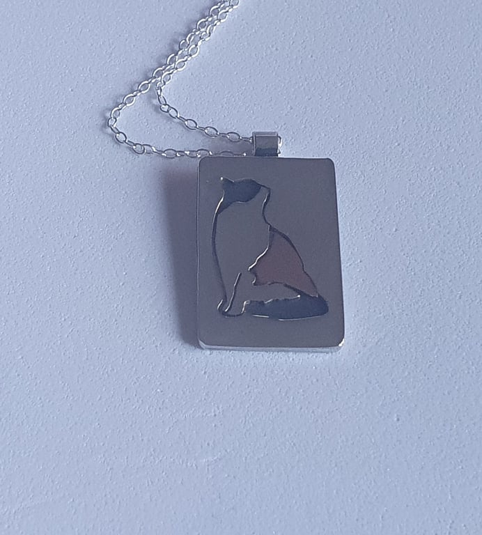 Sterling silver and copper calico cat