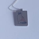 Sterling silver and copper calico cat