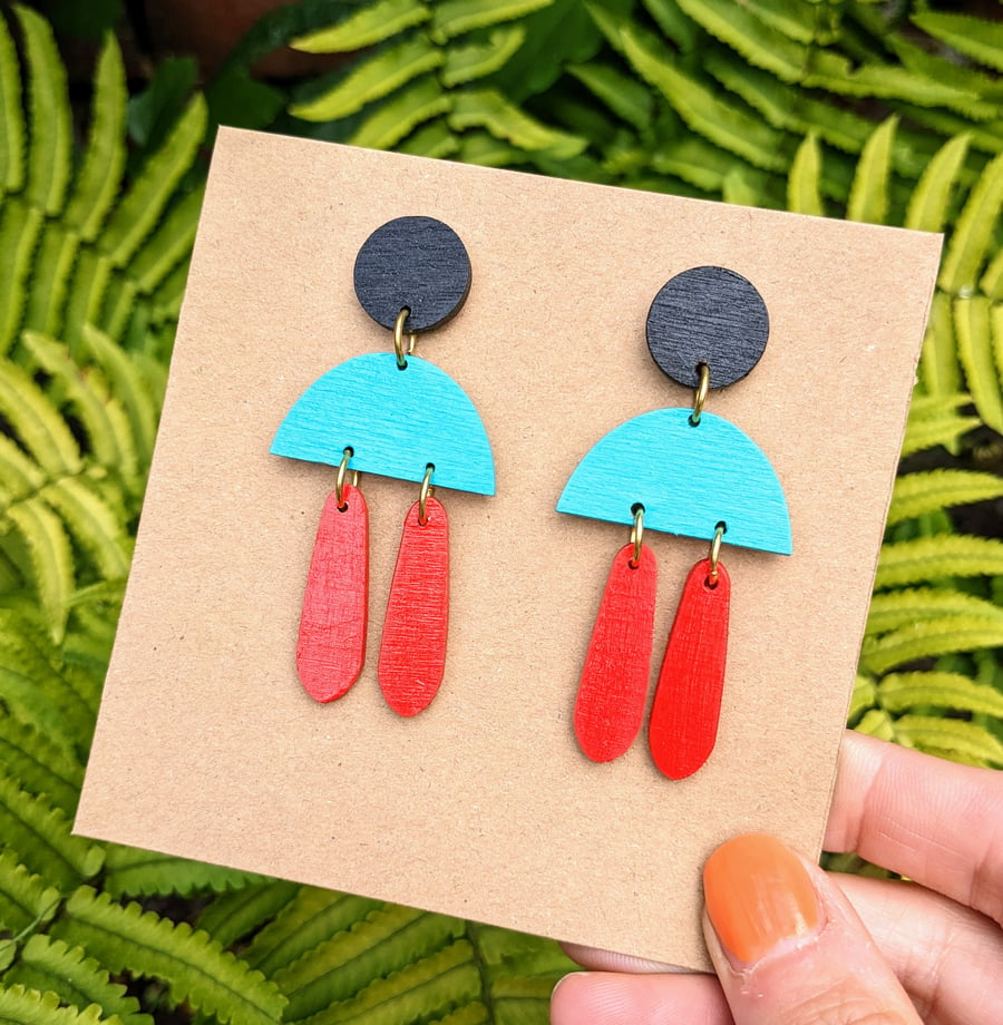 Colouful, geometric statement earrings (The Meldon earrings) 