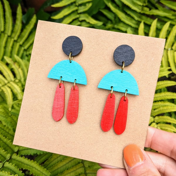 Colouful, geometric statement earrings (The Meldon earrings) 