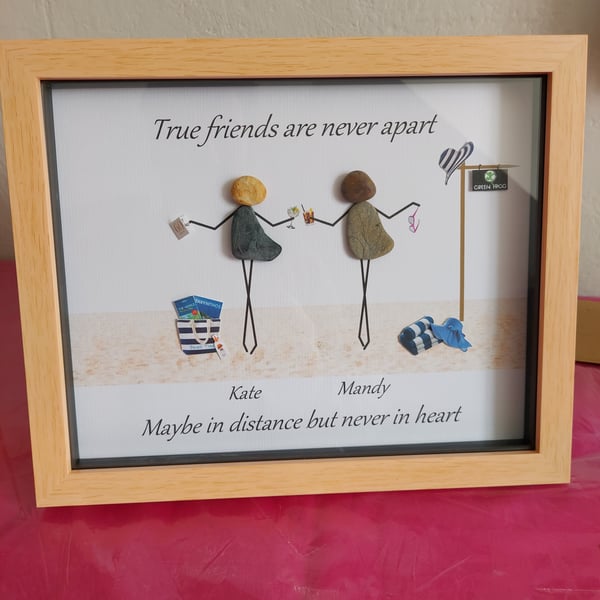 Best Friends Pebble Art - Besties Forever - Friend Gift - BFFs - Pebble Art Gift