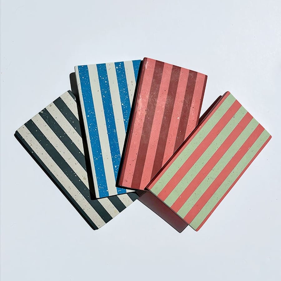 Rectangular Jesmonite Tray, Striped Trinket Dish, Jewellery Modern Holder