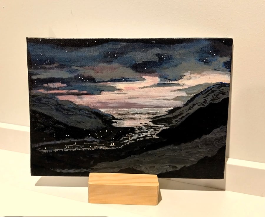 Dusk - An original painting supplied with a wooden stand