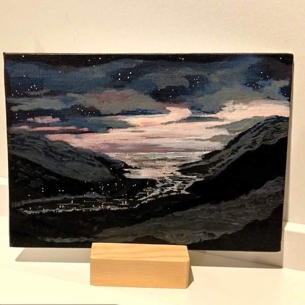 Dusk - An original painting supplied with a wooden stand