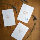 Calligraphy Cards "Blue flower" - Pack of 3 