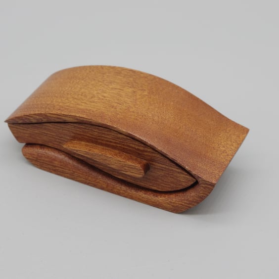 Mahogany handmade small wooden trinket, jewel box. Bandsaw Box.