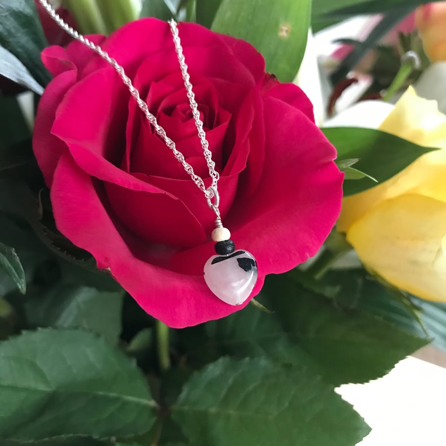 Sterling Silver and Quartz Heart Pendant Necklace