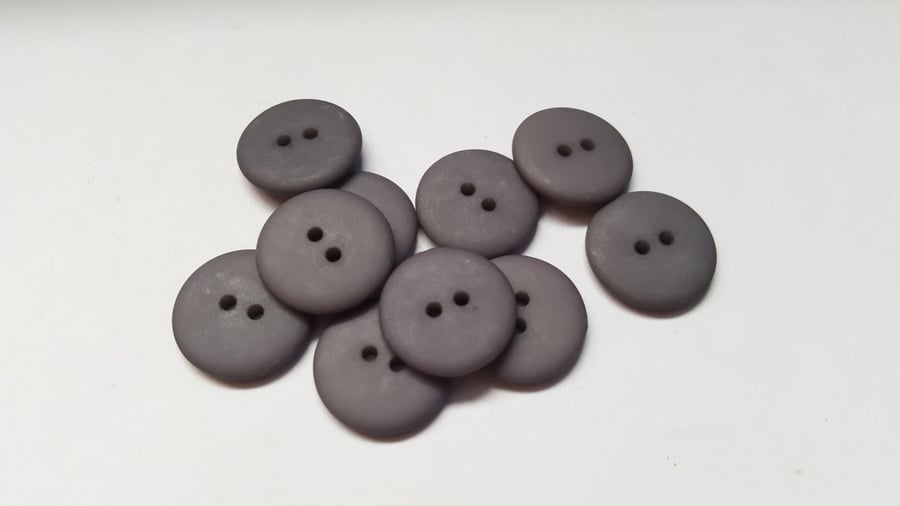10 x 2-Hole Resin Buttons - Matte - Round - 18mm - Charcoal Grey 