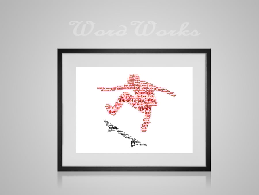 Personalised Skateboarder Skateboard Stunt Design Word Art