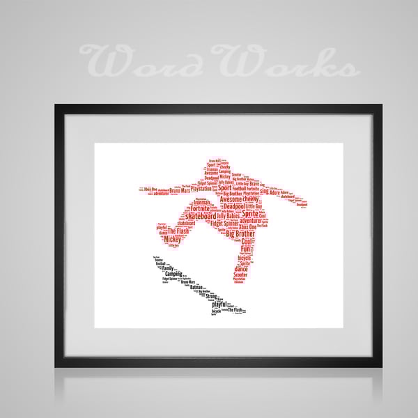 Personalised Skateboarder Skateboard Stunt Design Word Art