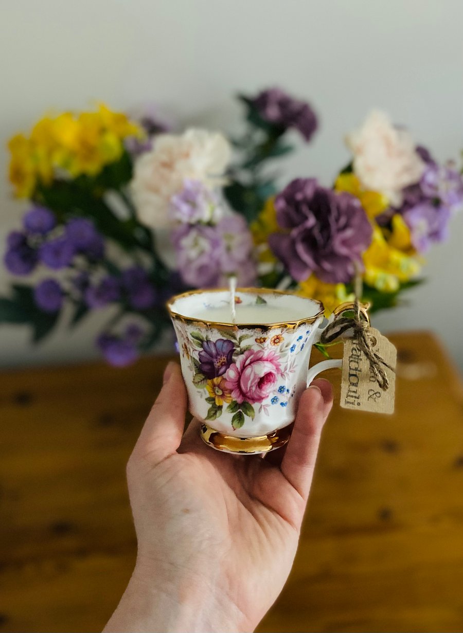 Plum & Patchouli Tea Cup Candle