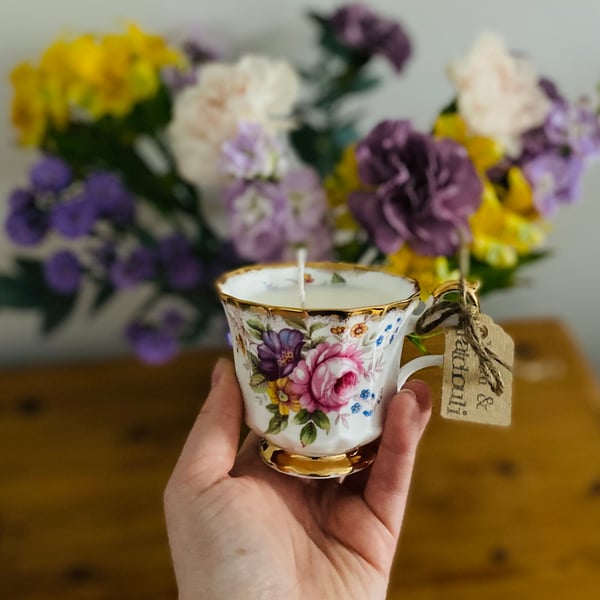 Plum & Patchouli Tea Cup Candle