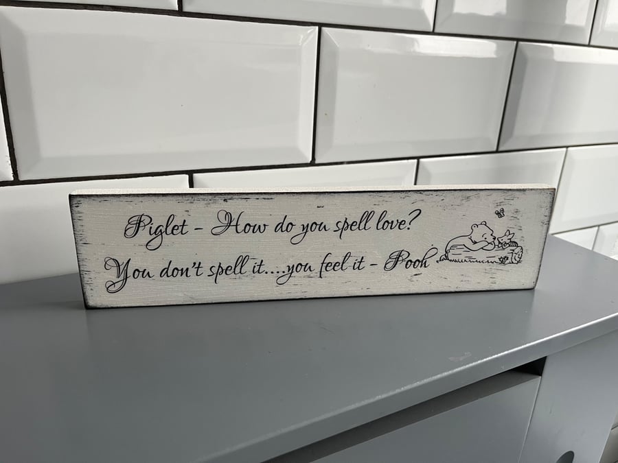 Wooden piglet Winnie the Pooh free standing sign 