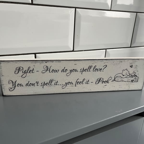 Wooden piglet Winnie the Pooh free standing sign 