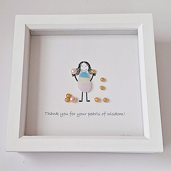 Thank You Gift: Pearls of Wisdom Art, Sea Glass & Pearl