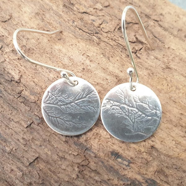 Circular seaweed imprint earrings