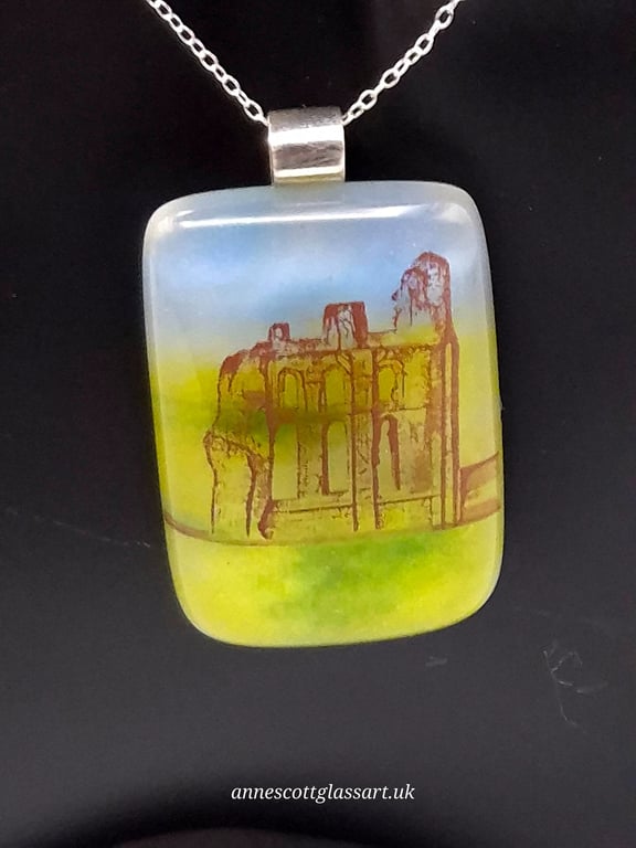 Tynemouth Priory, Fused Glass Pendant with Sterling Silver Findings