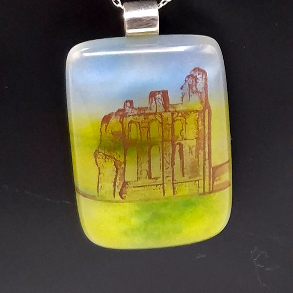 Tynemouth Priory, Fused Glass Pendant with Sterling Silver Findings