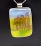 Tynemouth Priory, Fused Glass Pendant with Sterling Silver Findings