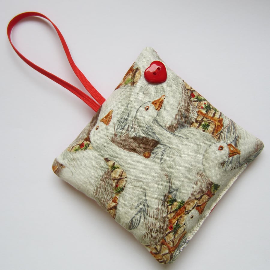 SALE Christmas Geese Lavender Bag with Hanging Loop