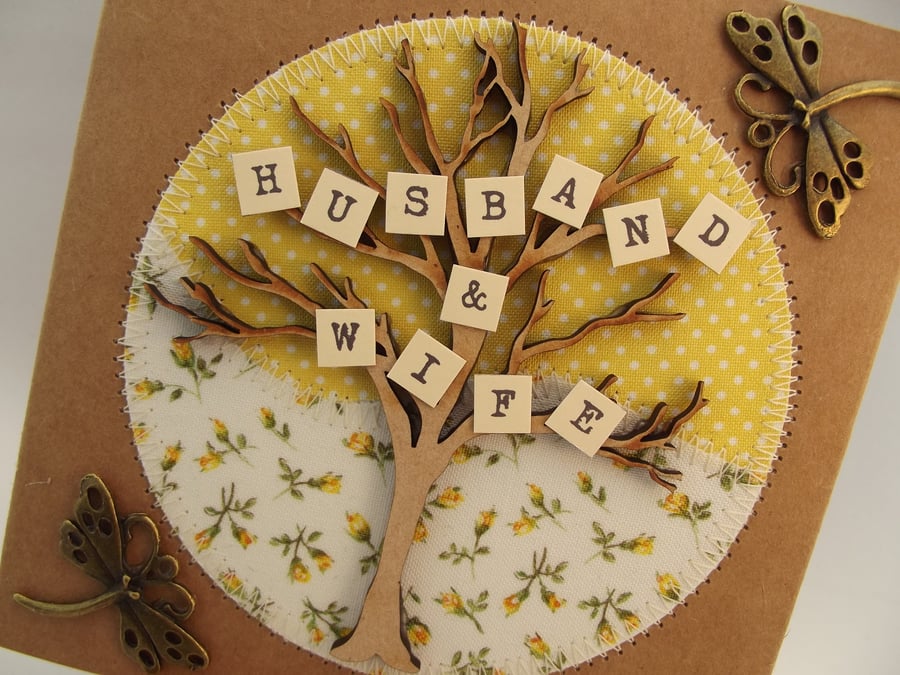 Husband and Wife Fabric Greetings Card