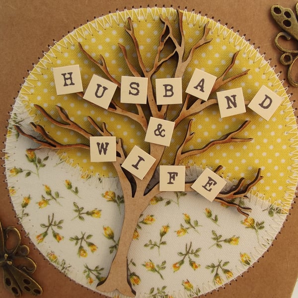 Husband and Wife Fabric Greetings Card