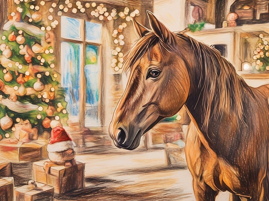 Horse Christmas Greeting Card A5