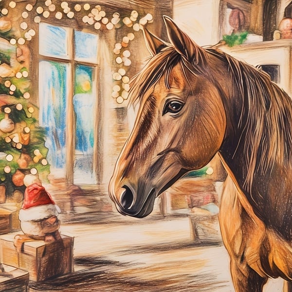 Horse Christmas Greeting Card A5