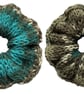 Hand Knitted Hair Scrunchie Bobble Bun Topper Handmade Accessories Teal Green - Image 3
