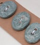 3 Medium Oval Sage Green Brocade Pattern Ceramic Buttons - Image 4