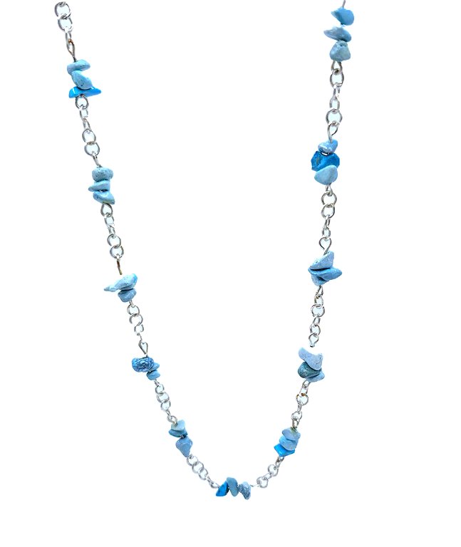 Genuine Turquoise nuggets rosary link necklace