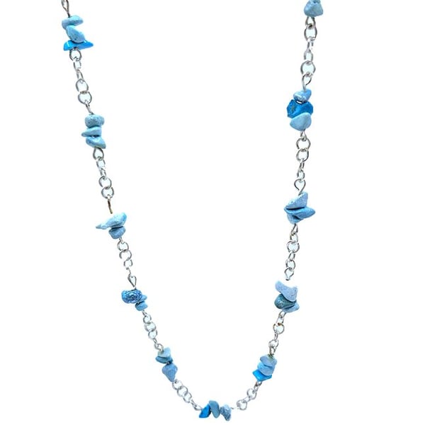 Genuine Turquoise nuggets rosary link necklace