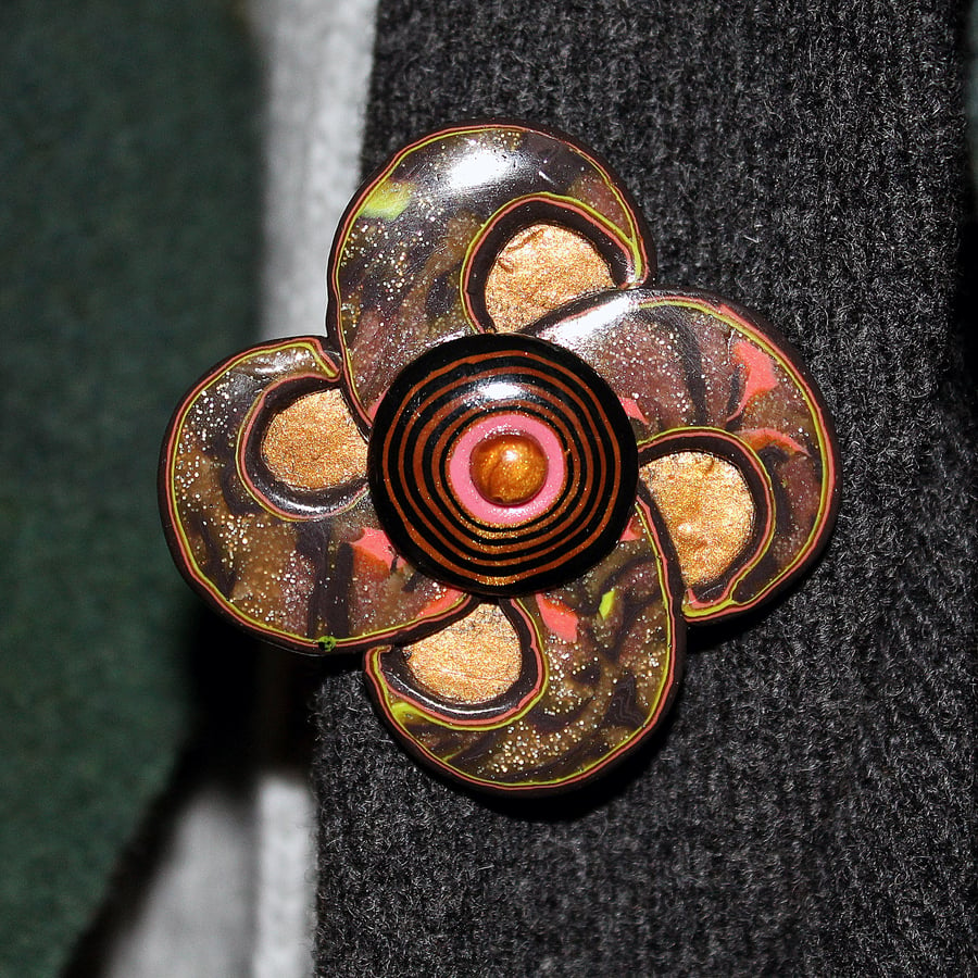 Crafted Brooch - Celtic Style Medallion Pin Badge - Modern Artisan Jewellery